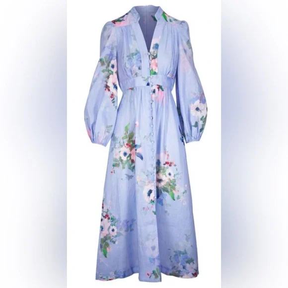 NWT $850 ZIMMERMANN Everley Plunge MIDI Dress Size AU 4 US 10-12 - Picture 4 of 15